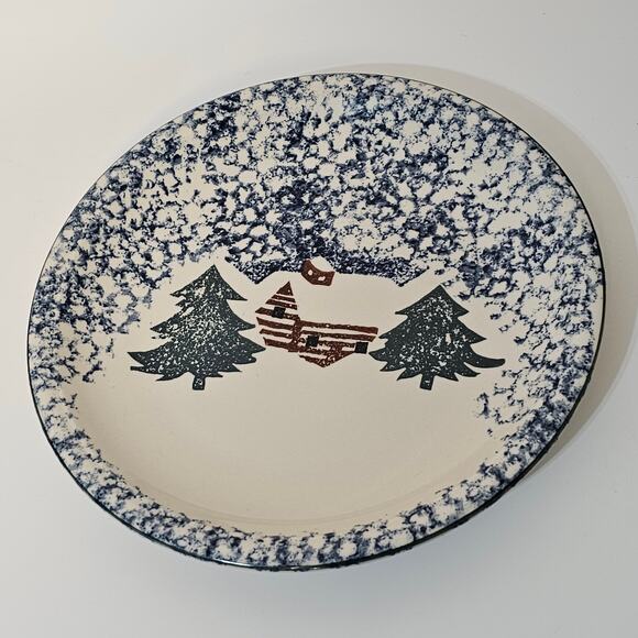 12" Chop Plate (Round Platter) Cabin In The Snow by Tienshan - Picture 2 of 4